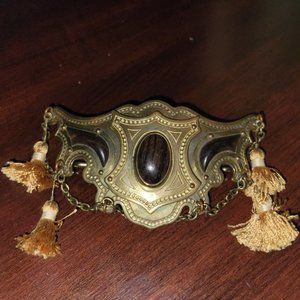 Vintage Cesar Ugarte Gstaad Belt Buckle Art Production Brass/Wood Belt Buckle